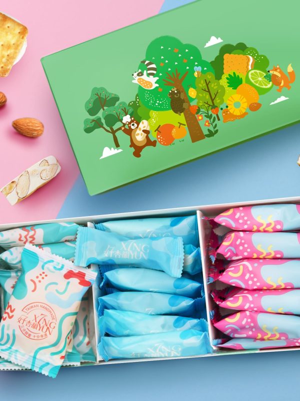 好韻森活盒F組合-原味、蔓越莓(各六片)牛嘎餅+原味牛軋糖(120g)入禮盒